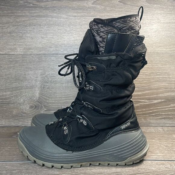 Teva Jordanelle Thinsulate -25f Waterproof Black Gray Women’s Sz 7 Winter Boots - Picture 3 of 11